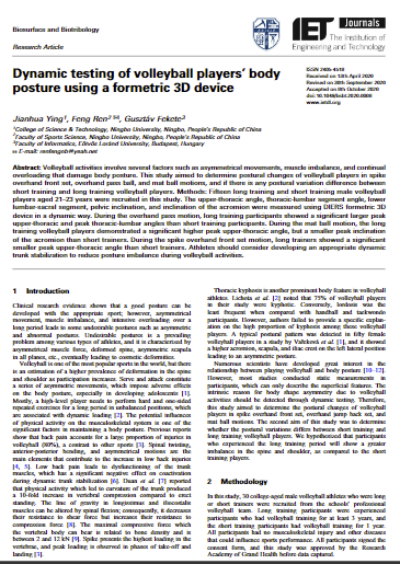 Dynamic testing of volleyball players' body posture using a formetric 3D device