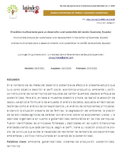 El análisis multivariante para un desarrollo rural sostenible del cantón Guamote, Ecuador