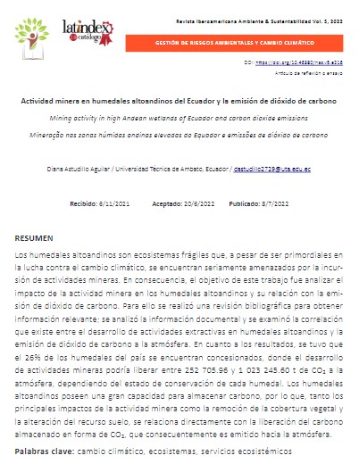 Actividad minera en humedales altoandinos del Ecuador y la emisión de dióxido de carbono