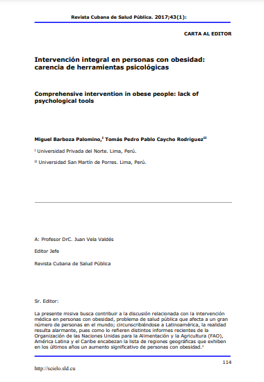 Intervención integral en personas con obesidad: carencia de herramientas psicológicas