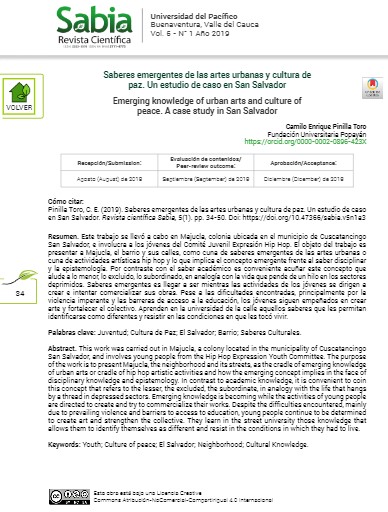 Saberes emergentes de las artes urbanas y cultura de paz. Un estudio de caso en San Salvador