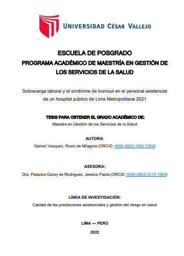 Sobrecarga laboral y el síndrome de Burnout en el personal asistencial de un hospital público de Lima Metropolitana 2021