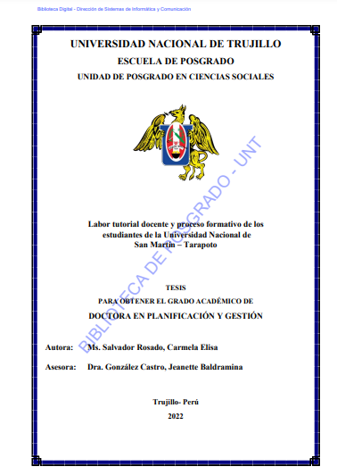Labor tutorial docente y proceso formativo de los estudiantes de la Universidad Nacional de San Martín – Tarapoto