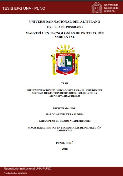 Implementación de indicadores para el estudio del sistema de gestión de residuos sólidos de la municipalidad de Ilo