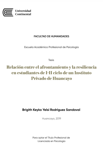 Relación entre el afrontamiento y la resiliencia en estudiantes de I–II ciclo de un Instituto Privado de Huancayo