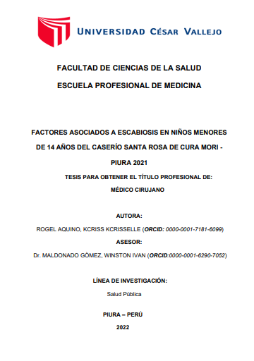 Factores asociados a escabiosis en niños menores de 14 años del Caserio Santa Rosa de Cura Mori - Piura 2021