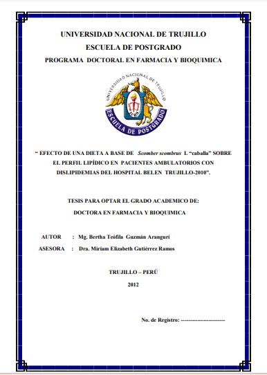 Efecto de una dieta a base de scomber scombrus l “caballa” sobre el perfil lipídico en pacientes ambulatorios con dislipidemias del hospital belén Trujillo-2010