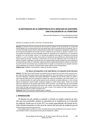 La naturaleza de la competencia en el mercado de Auditoría: una evaluación de la literatura