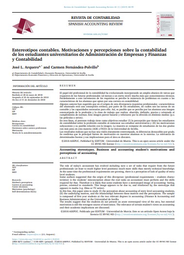 Estereotipos contables. Motivaciones y percepciones sobre la contabilidad de los estudiantes universitarios de Administración de Empresas y Finanzas y Contabilidad