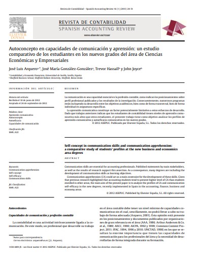 Autoconcepto en capacidades de comunicación y aprensión: Un estudio comparativo de los estudiantes en los nuevos grados del área de Ciencias Económicas y Empresariales