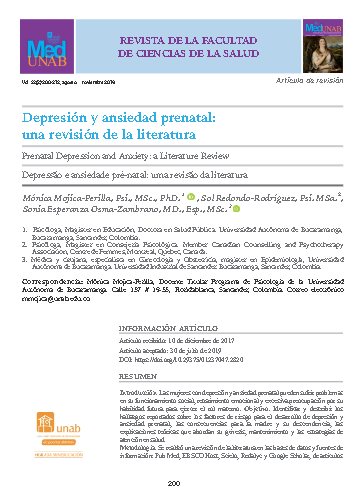 Depresión y ansiedad prenatal: una revisión de la literatura