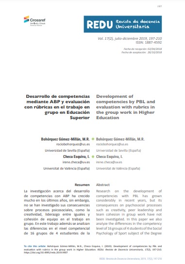 Desarrollo de competencias mediante ABP y evaluación con rúbricas en el trabajo en grupo en Educación Superior