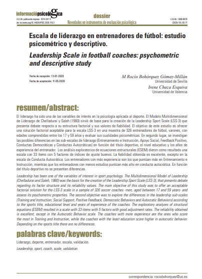 Escala de liderazgo en entrenadores de fútbol: estudio psicométrico y descriptivo