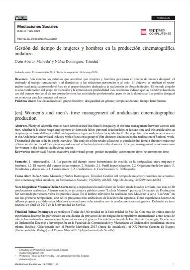 Gestión del tiempo de mujeres y hombres en la producción cinematográfica andaluza
