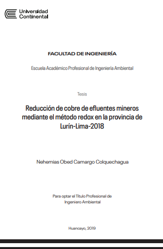 Reducción de cobre de efluentes mineros mediante el método redox en la provincia de Lurín – Lima – 2018