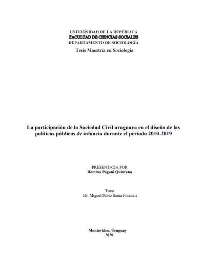 La participación de la Sociedad Civil uruguaya en el diseño de las políticas públicas de infancia durante el período 2010-2019