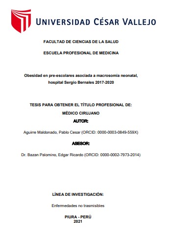 Obesidad en pre-escolares asociada a macrosomía neonatal, Hospital Sergio Bernales 2017-2020