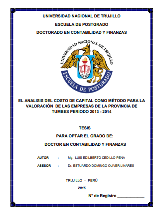 El análisis del costo de capital como método para la valoración de las empresas de la provincia de tumbes periodo 2013-2014