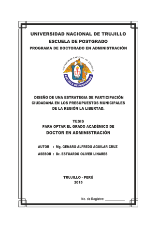 Diseño de una estrategia de participación ciudadana en los presupuestos municipales de la región la libertad