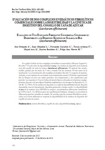 EVALUACIÓN DE DOS COMPLEJOS ENZIMÁTICOS FIBROLÍTICOS COMERCIALES SOBRE LA DIGESTIBILIDAD Y LA CINÉTICA DE DIGESTIÓN DEL COGOLLO DE CAÑA DE AZÚCAR (Saccharum officinarum).