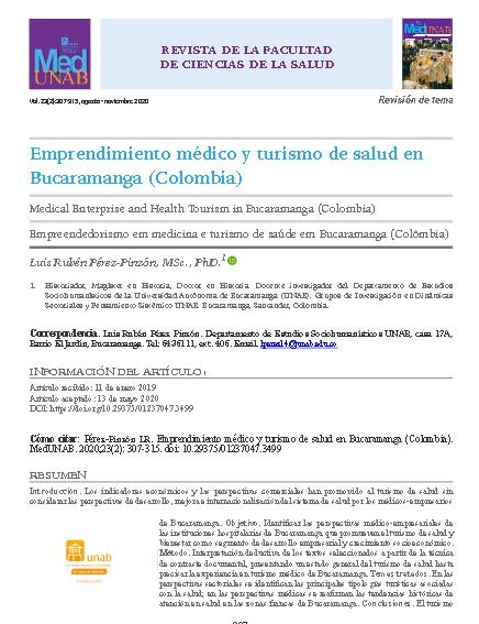 Emprendimiento médico y turismo de salud en Bucaramanga (Colombia)