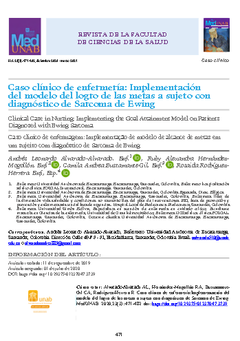 Caso clínico de enfermería: Implementación del modelo del logro de las metas a sujeto con diagnóstico de Sarcoma de Ewing