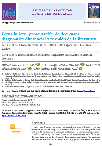 Fetus in fetu, presentación de dos casos: diagnóstico diferencial y revisión de la literatura