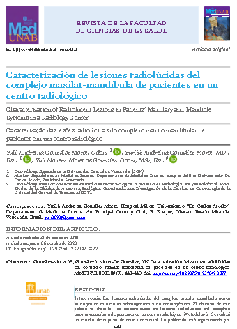 Caracterización de lesiones radiolúcidas del complejo maxilar-mandíbula de pacientes en un centro radiológico