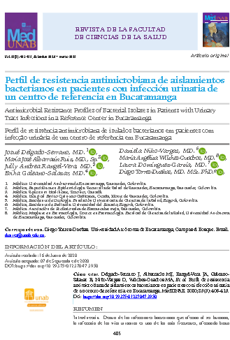 Perfil de resistencia antimicrobiana de aislamientos bacterianos en pacientes con infección urinaria de un centro de referencia en Bucaramanga