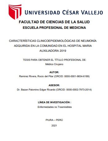 Características clinicoepidemiológicas de neumonía adquirida en la comunidad en el Hospital María Auxiliadora 2019