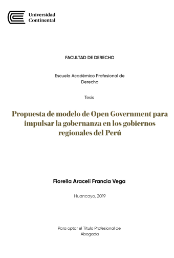 Propuesta de modelo de Open Government para impulsar la gobernanza en los gobiernos regionales del Perú