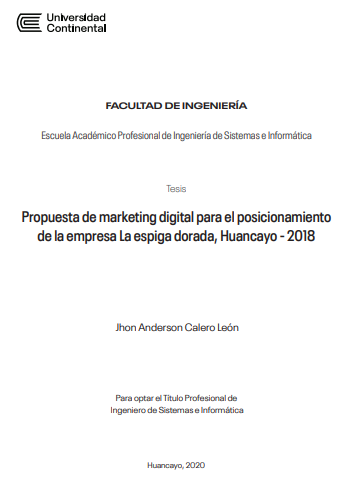 Propuesta de marketing digital para el posicionamiento de la empresa La Espiga Dorada Huancayo - 2018