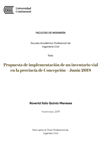 Propuesta de implementación de un inventario vial en la provincia de Concepción - Junín 2018