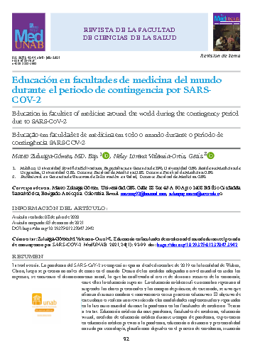 Educación en facultades de medicina del mundo durante el periodo de contingencia por SARSCOV- 2