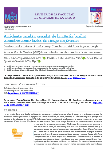 Accidente cerebrovascular de la arteria basilar: cannabis como factor de riesgo en jóvenes