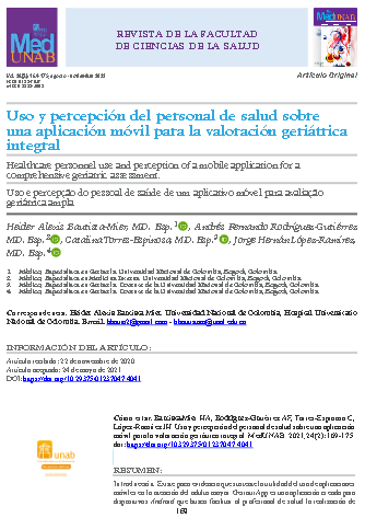 Uso y percepción del personal de salud sobre una aplicación móvil para la valoración geriátrica integral