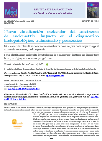 Nueva clasificación molecular del carcinoma de endometrio: impacto en el diagnóstico histopatológico, tratamiento y pronóstico