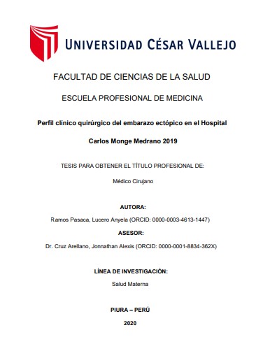 Perfil clínico quirúrgico del embarazo ectópico en el Hospital Carlos Monge Medrano 2019