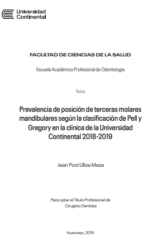 Prevalencia de posición de terceras molares mandibulares según la clasificación de Pell y Gregory en la clínica de la Universidad Continental 2018-2019