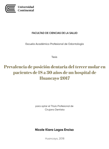 Prevalencia de posición dentaria del tercer molar en pacientes de 18 a 30 años de un hospital de Huancayo 2017