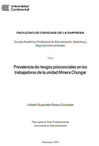 Prevalencia de riesgos psicosociales en los trabajadores de la unidad Minera Chungar