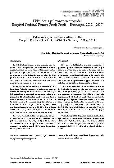 Hidatidósis pulmonar en niños del Hospital Nacional Ramiro Prialé Prialé – Huancayo. 2013 – 2017