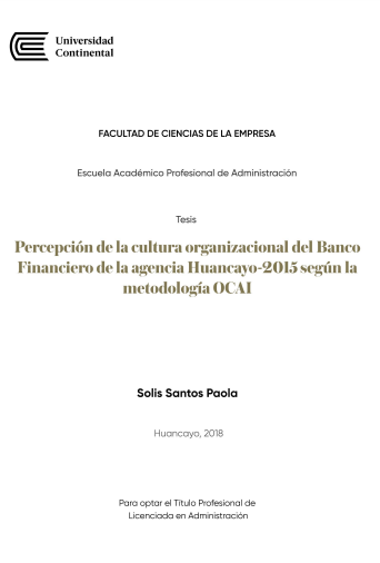 Percepción de la cultura organizacional del Banco Financiero de la agencia Huancayo - 2015 según la metodología OCAI