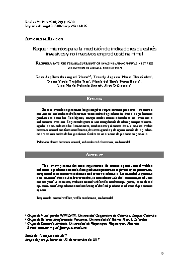 Requerimientos para la medición de indicadores de estrés invasivos y no invasivos en producción animal