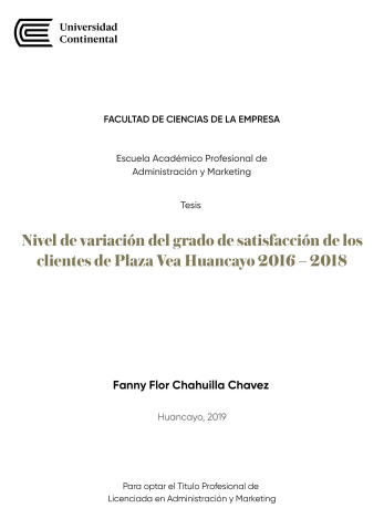 Nivel de variación del grado de satisfacción de los clientes de Plaza Vea Huancayo 2016-2018