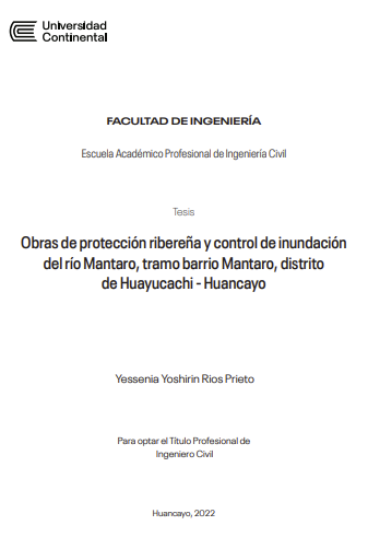 Obras de protección ribereña y control de inundación del río Mantaro, tramo barrio Mantaro, distrito de Huayucachi - Huancayo