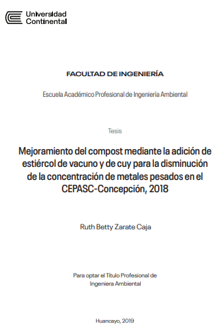 Mejoramiento del compost mediante la adición de estiércol de vacuno y de cuy para la disminución de la concentración de metales pesados en el CEPASC - Concepción, 2018