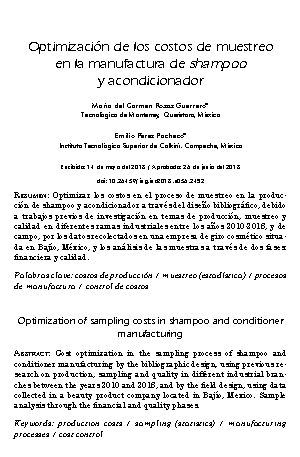 Optimización de los costos de muestreo en la manufactura de shampoo y acondicionador
