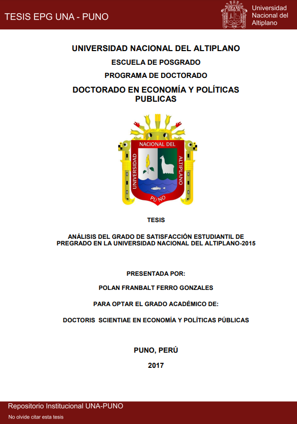 Análisis del grado de satisfacción estudiantil de pregrado en la Universidad Nacional del Altiplano - 2015