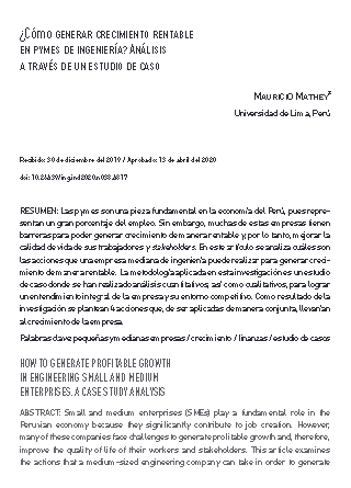 ¿Cómo generar crecimiento rentable en pymes de ingeniería? Análisis a través de un estudio de caso